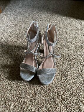 TOP Moda Silver Glitter Strappy High Heel Sandals